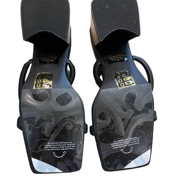 Free People Black Parker Double Strap Heel Sandal Sz 6.5 NWT - Picture 8 of 12